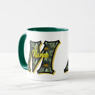 Monogram Initial M Daisies Floral Art Personalised Mug