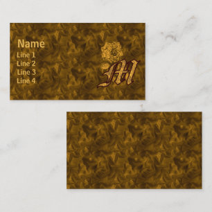 Monogram Initial M Elegant Gold Peony Flower Business Card