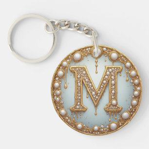 Monogram Initial M Gift For Girlfriend Key Ring