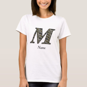 Monogram Initial M Hydrangea Flowers Personalised T-Shirt