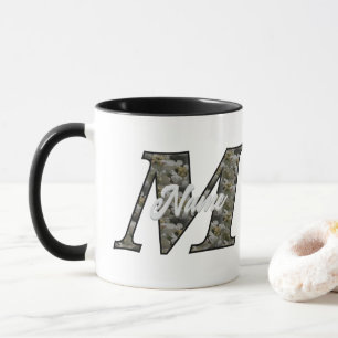 Monogram Initial M Hydrangea Flowers Personalized Mug