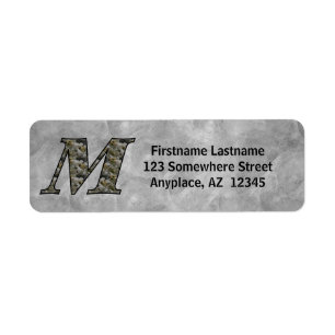 Monogram Initial M Hydrangea Return Address  Label