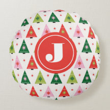 Monogram Initial Merry & Mod Retro Christmas Tree