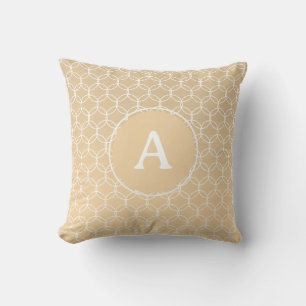 Monogram Initial Minimal Biege Gold Geometric Cushion