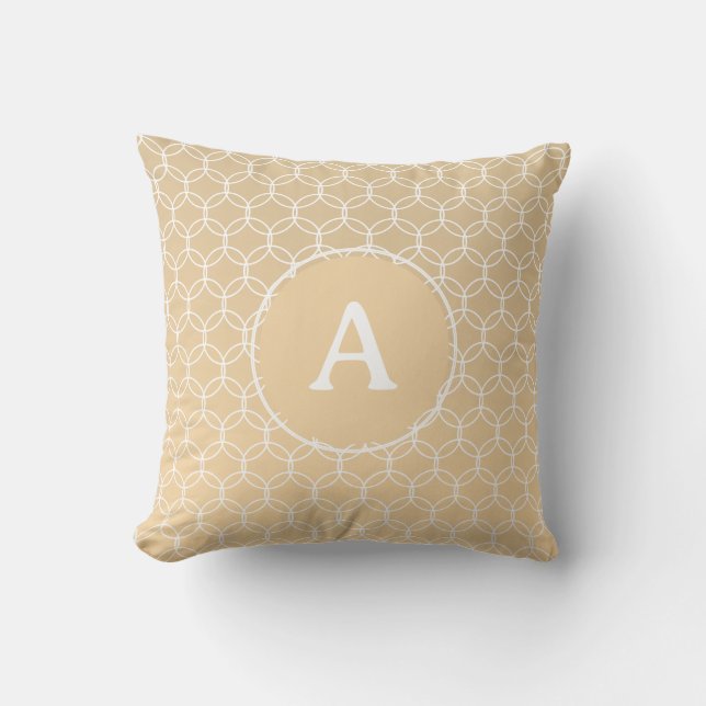 Monogram Initial Minimal Biege Gold Geometric Cushion (Front)