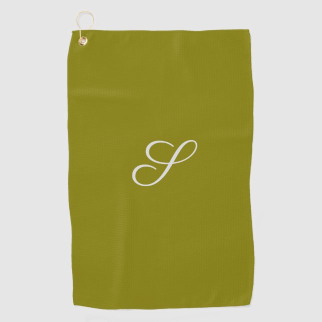 Monogram initial minimalist sage green  golf towel (Front)
