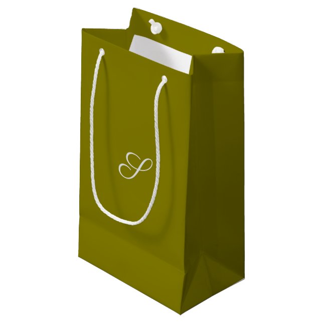 Monogram initial minimalist sage green  small gift bag (Front Angled)