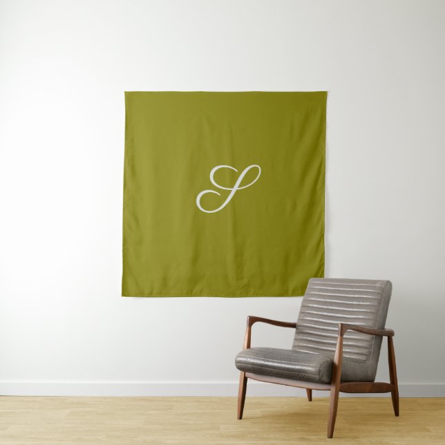 Monogram initial minimalist sage green  tapestry (In Situ)