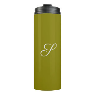 Monogram initial minimalist sage green thermal tumbler