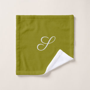 Monogram initial minimalist sage green wash cloth