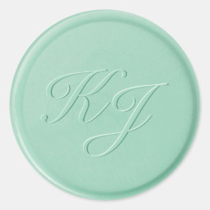 Monogram Initial Mint Green Wax Seal Sticker