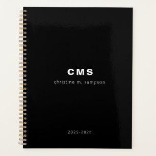 Monogram Initial Modern Black and White  Planner