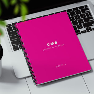 Monogram Initial Modern Bright Pink Planner