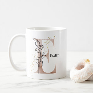 Monogram Initial Modern Letter E Boho Personalised Coffee Mug