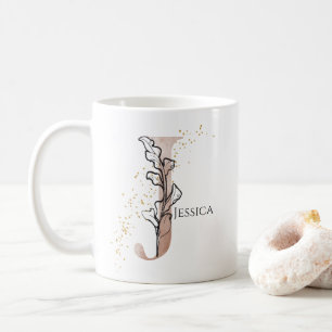 Monogram Initial Modern Letter J Boho Personalised Coffee Mug