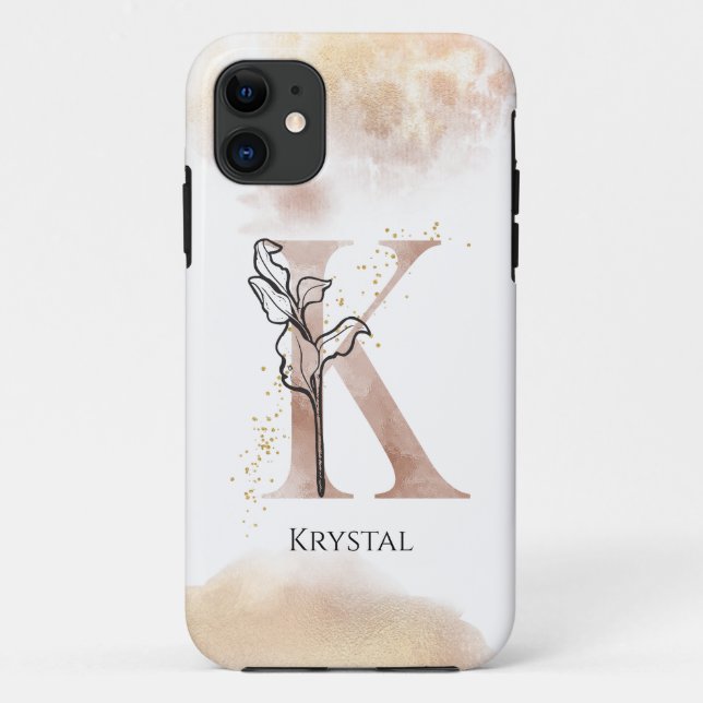 Monogram Initial Modern Letter K Boho Personalised Case-Mate iPhone Case (Back)