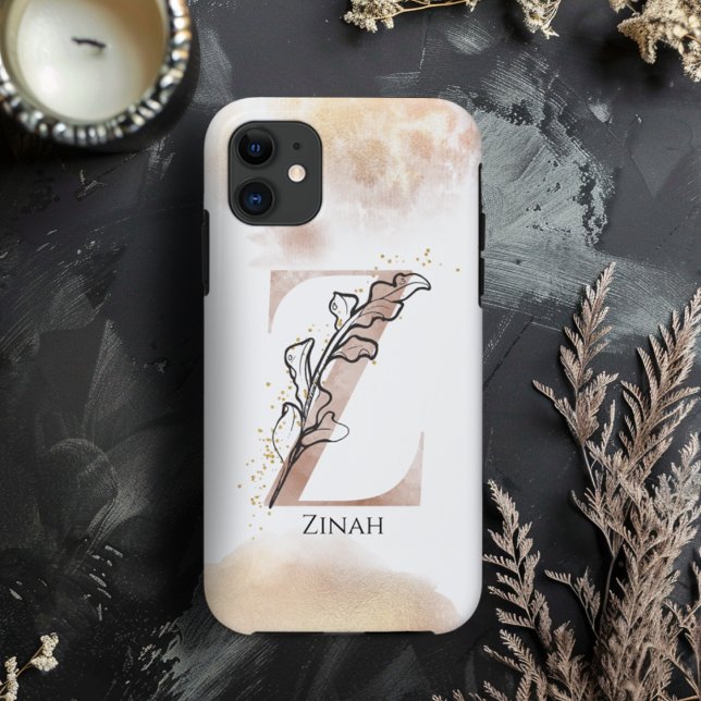 Monogram Initial Modern Letter Z Boho Personalised Case-Mate iPhone Case (Creator Uploaded)