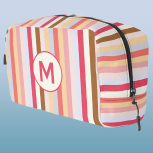 Monogram Initial Modern Pastel Candy Stripe Dopp Kit