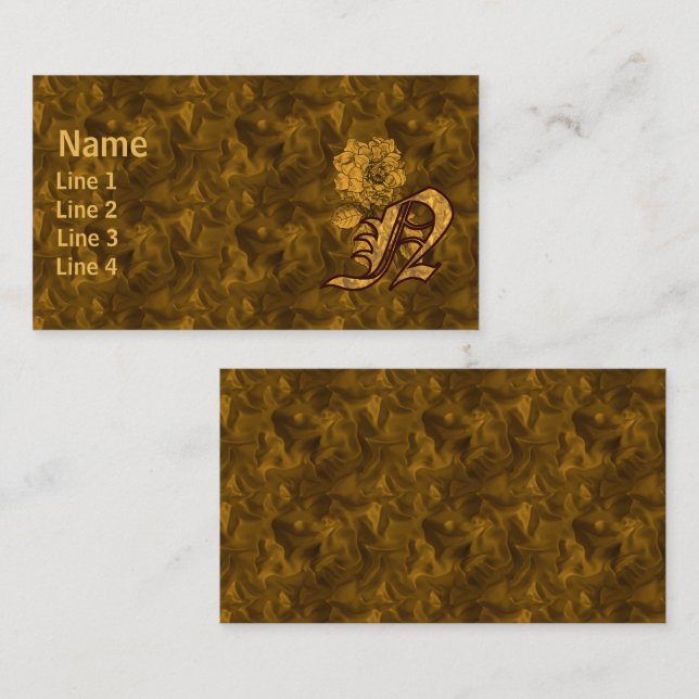 Monogram Initial N Elegant Gold Peony Flower Business Card (Front/Back)