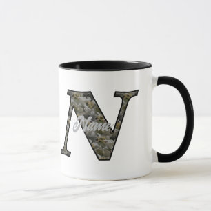 Monogram Initial N Hydrangea Flowers Personalized Mug