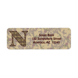 Monogram Initial N Vintage Floral Return Address Label