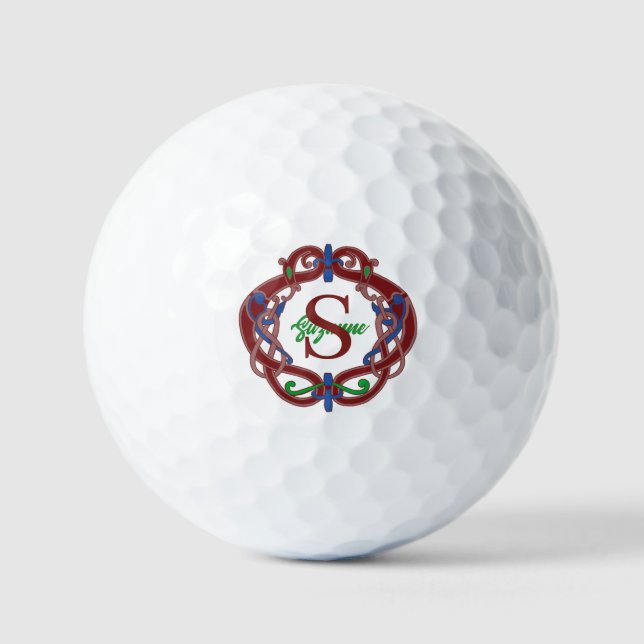 Monogram Initial Name Celtic Design Personalised Golf Balls (Front)