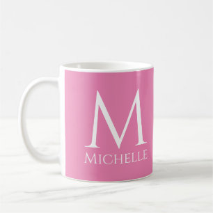 Monogram Initial Name Customisable Pink Template Coffee Mug