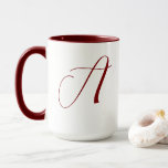 Monogram Initial Name Deep Red White Wedding Gift Mug<br><div class="desc">Designed with custom monogram text template which you can edite and personalise!</div>