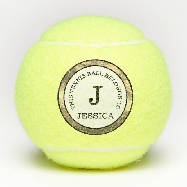 Monogram Initial Name Modern Tennis Balls (Front)