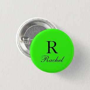 Monogram Initial Name Neon Green Solid Color Cool 3 Cm Round Badge