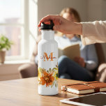 Monogram Initial Name Orange Watercolor Floral 710 Ml Water Bottle<br><div class="desc">Monogram Initial Name Orange Watercolor Floral Stainless Steel Water Bottle features a pretty floral design with orange fall flowers,  a monogram and name. Perfect as a personalized gift for her for birthdays,  Christmas,  Mother's Day and more. Created by Evco Studio www.zazzle.com/store/evcostudio #zazzlemade #zazzle #evcostudio #waterbottle #water #bottle #personalized #personalizedgifts</div>