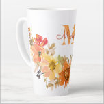 Monogram Initial Name Orange Watercolor Floral Latte Mug<br><div class="desc">This pretty design features an elegant floral design with orange fall flowers,  a monogram and name #monogram #monogrammed #initial #name #personalised #personalizedgifts #fall #autumn #thanksgiving #floral #botanical #watercolor #designer #trendy #trending #feminine #girly #coffee #latte #coffeemugs #mugs #coffeelover #coffeelove #drinkware #gifts</div>