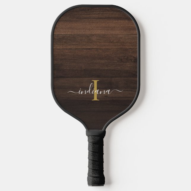 Monogram Initial Name Rustic Feminine Pickleball Paddle (Front)