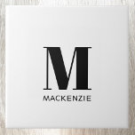Monogram Initial Name Simple Ceramic Tile<br><div class="desc">Modern typography minimalist monogram initial name design which can be changed to personalise.</div>