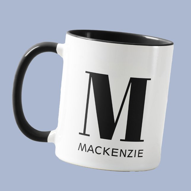 Monogram Initial Name Simple Mug (Simple modern typography personalized monogram name coffee mug)
