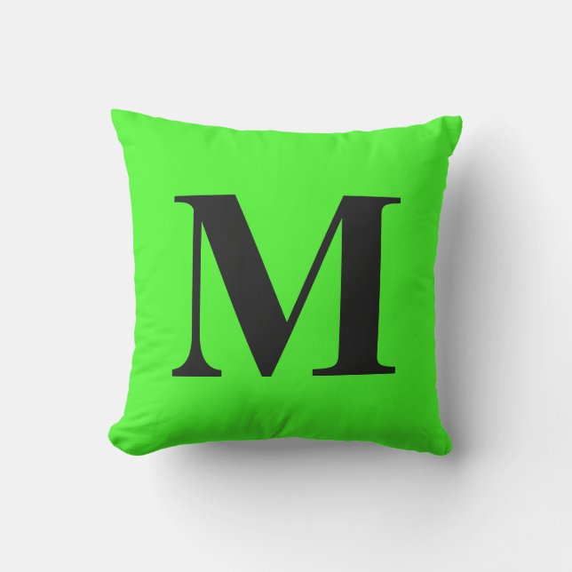 Monogram Initial Neon Green Gift Colourful Bright Cushion (Front)