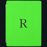 Monogram Initial Neon Green Solid Color Cool iPad Cover<br><div class="desc">Designed with text template for monogram initial and elegant solid color neon green background</div>