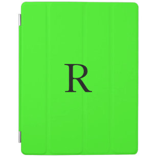 Monogram Initial Neon Green Solid Color Cool iPad Cover