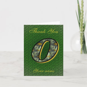 Monogram Initial O Daisies Art Personalised Thank You Card