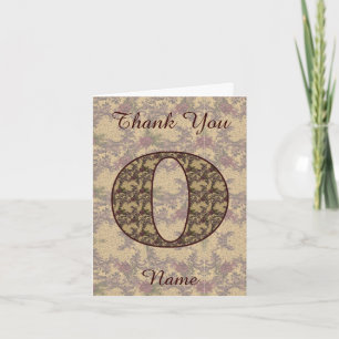 Monogram Initial O Elegant Vintage Floral Thank You Card