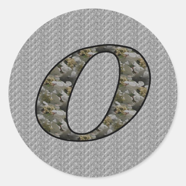 Monogram Initial O Hydrangea Floral Sticker (Front)