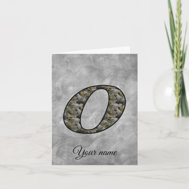 Monogram Initial O Hydrangea Flowers Personalised Note Card (Front)