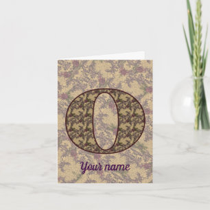 Monogram Initial O Vintage Floral Personalised Note Card