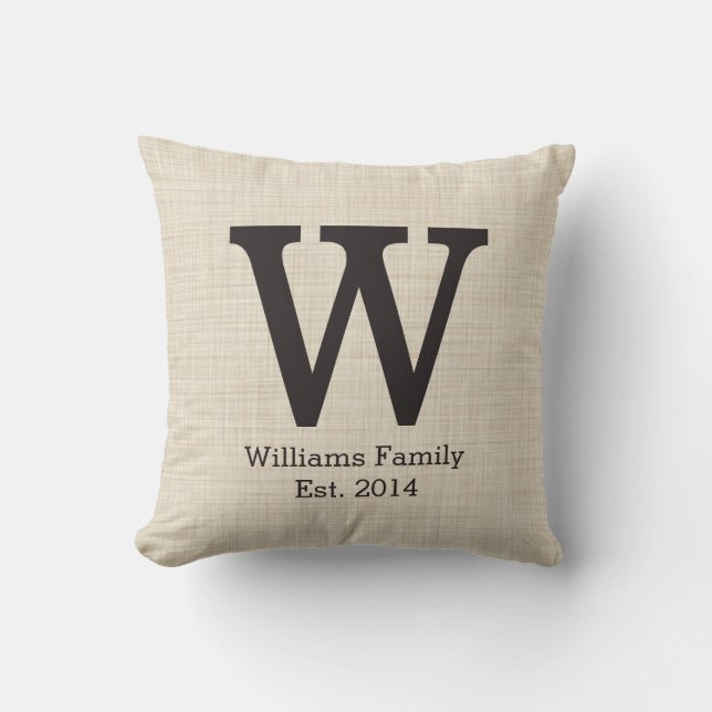 Monogram Initial on Faux Linen Cushion (Front)
