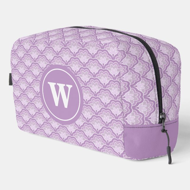 Monogram Initial on Purple Botanical Floral Design Dopp Kit (Right Corner)