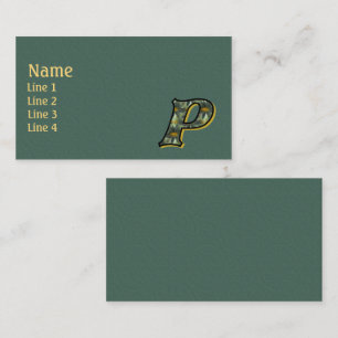Monogram Initial P Daisies Floral Art Business Card