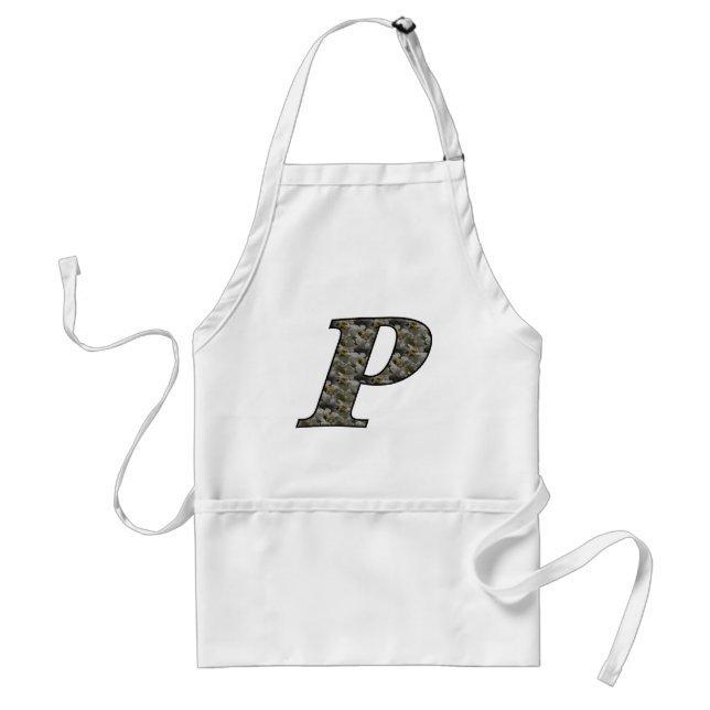 Monogram Initial P Hydrangea Flowers Standard Apron (Front)
