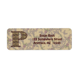 Monogram Initial P Vintage Floral Return Address Label