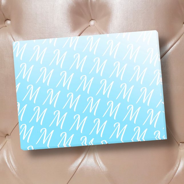 Monogram initial pastel blue gradient modern chic  post-it notes (Creator Uploaded)
