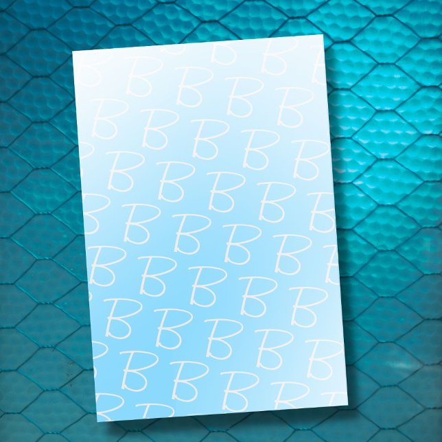 Monogram initial pastel blue gradient modern chic post-it notes (Creator Uploaded)